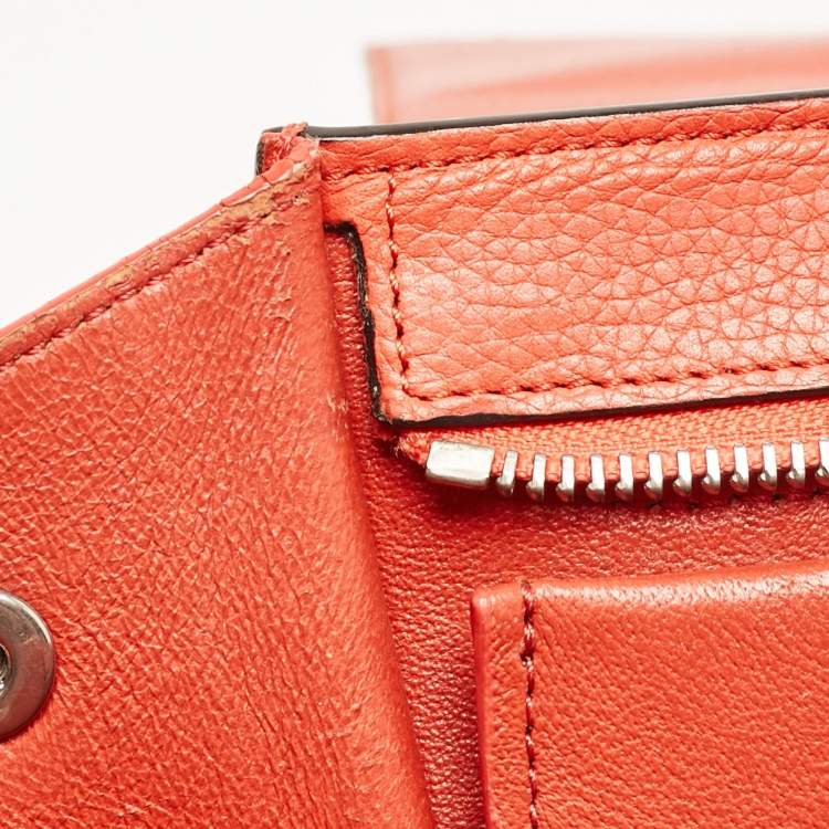 Pre Owned Celine Orange Leather and Suede Small Trapeze Top Handle Bag