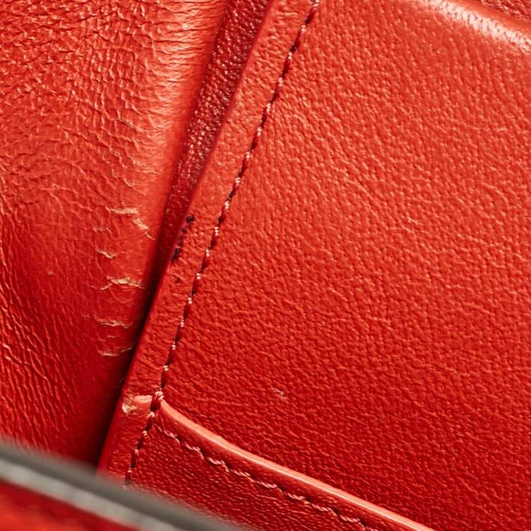Pre Owned Celine Orange Leather and Suede Small Trapeze Top Handle Bag