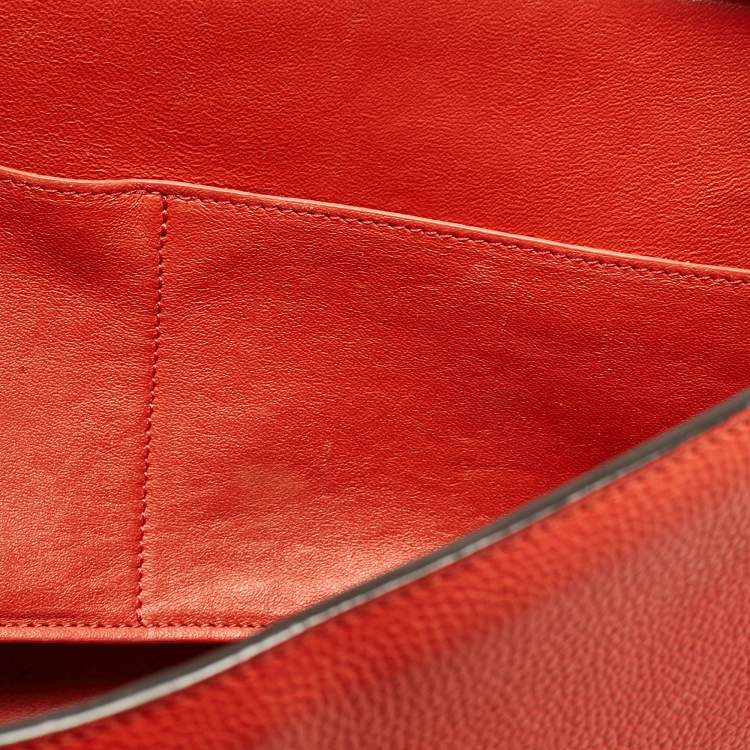 Pre Owned Celine Orange Leather and Suede Small Trapeze Top Handle Bag