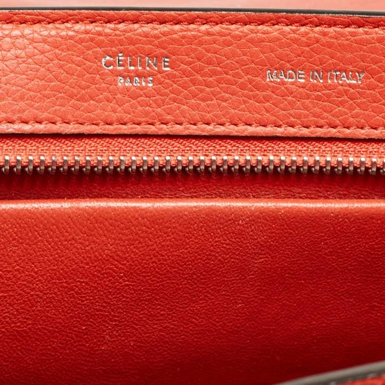 Pre Owned Celine Orange Leather and Suede Small Trapeze Top Handle Bag