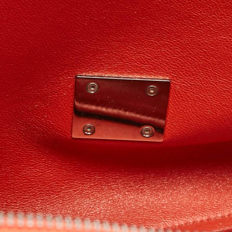 Pre Owned Celine Orange Leather and Suede Small Trapeze Top Handle Bag