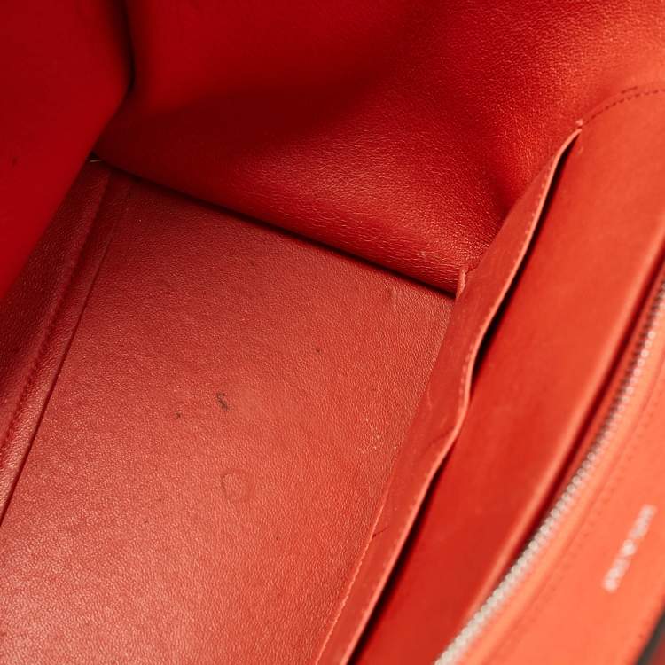 Pre Owned Celine Orange Leather and Suede Small Trapeze Top Handle Bag