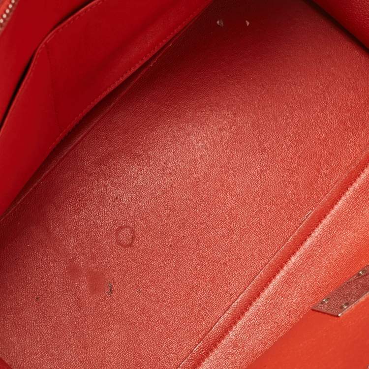 Pre Owned Celine Orange Leather and Suede Small Trapeze Top Handle Bag
