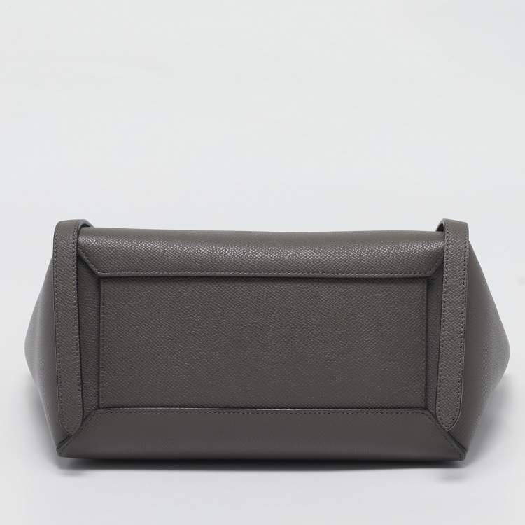 Pre Owned Celine Dark Grey Leather Micro Belt Top Handle Bag