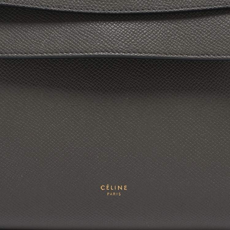 Pre Owned Celine Dark Grey Leather Micro Belt Top Handle Bag