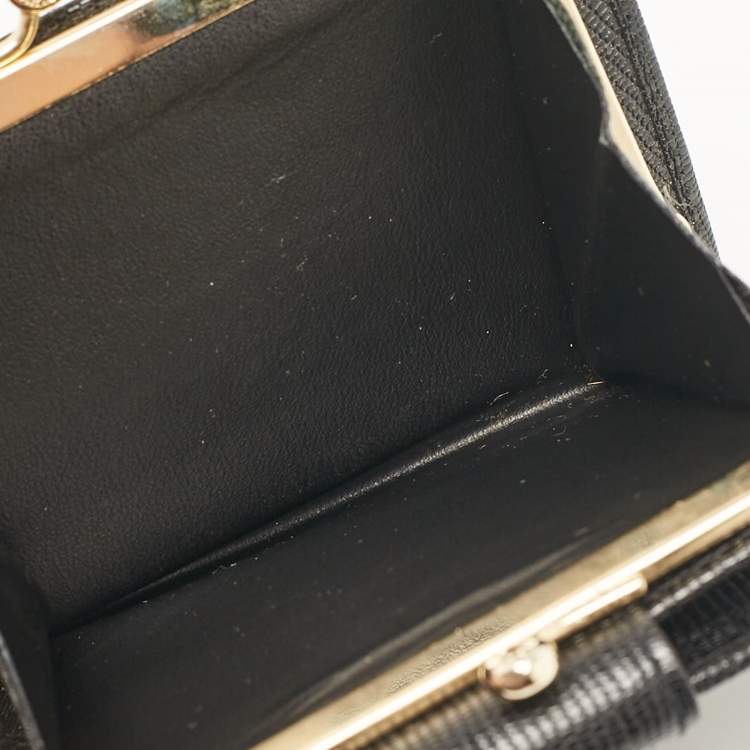 Pre Owned Celine Black Textured Leather Vintage French Wallet
