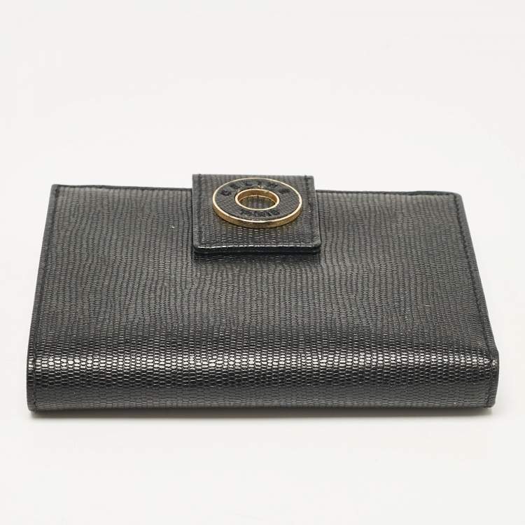 Pre Owned Celine Black Textured Leather Vintage French Wallet