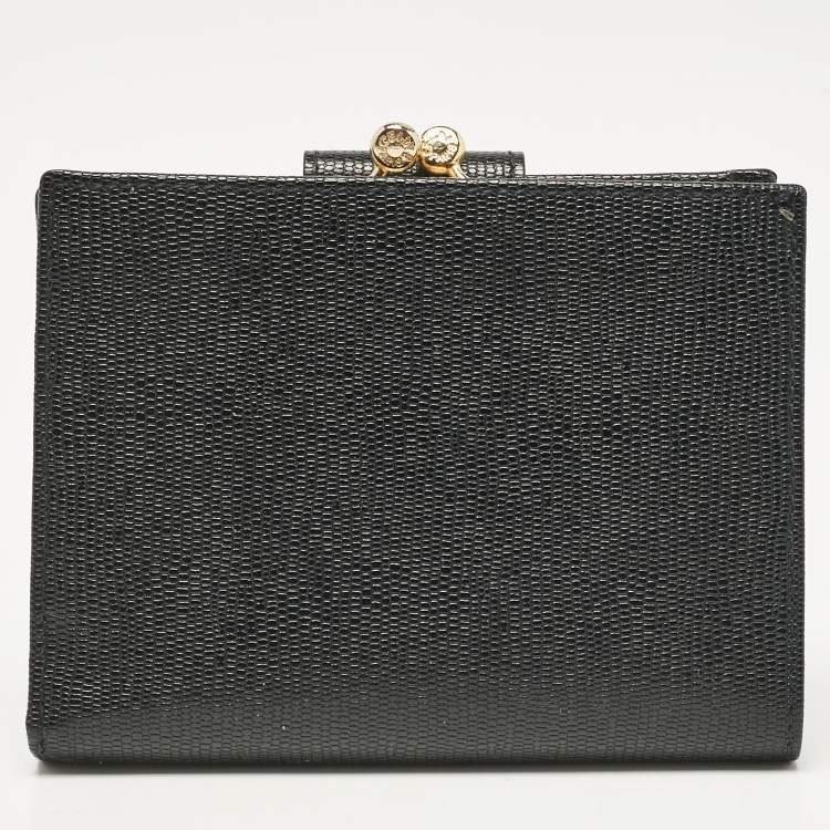 Pre Owned Celine Black Textured Leather Vintage French Wallet