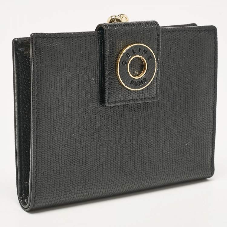 Pre Owned Celine Black Textured Leather Vintage French Wallet