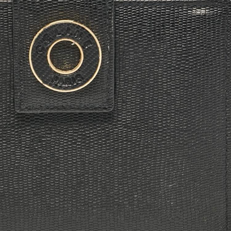 Pre Owned Celine Black Textured Leather Vintage French Wallet