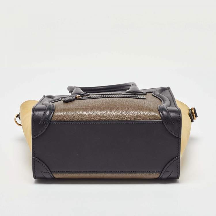 Pre Owned Celine Tricolor Leather Nano Luggage Tote