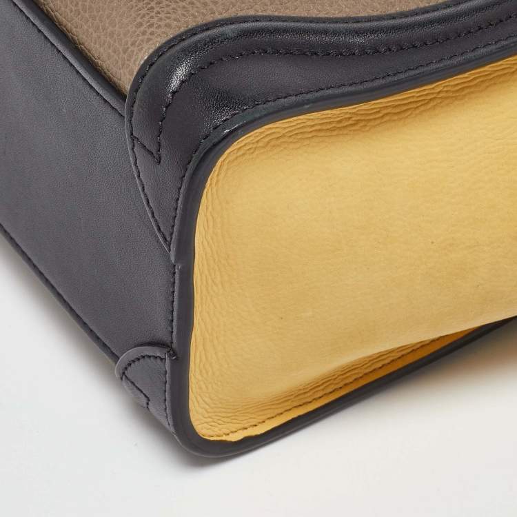 Pre Owned Celine Tricolor Leather Nano Luggage Tote