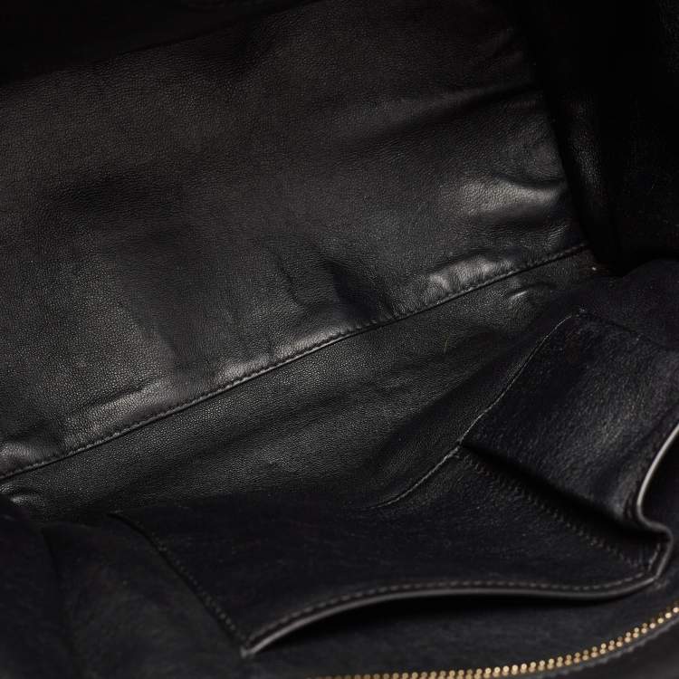 Pre Owned Celine Black/Off-White Canvas and Leather Mini Luggage Tote