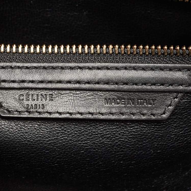 Pre Owned Celine Black/Off-White Canvas and Leather Mini Luggage Tote