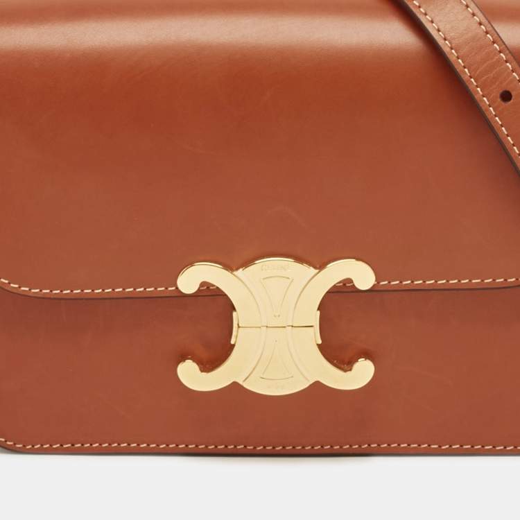 Pre Owned Celine Brown Leather Triomphe Shoulder Bag