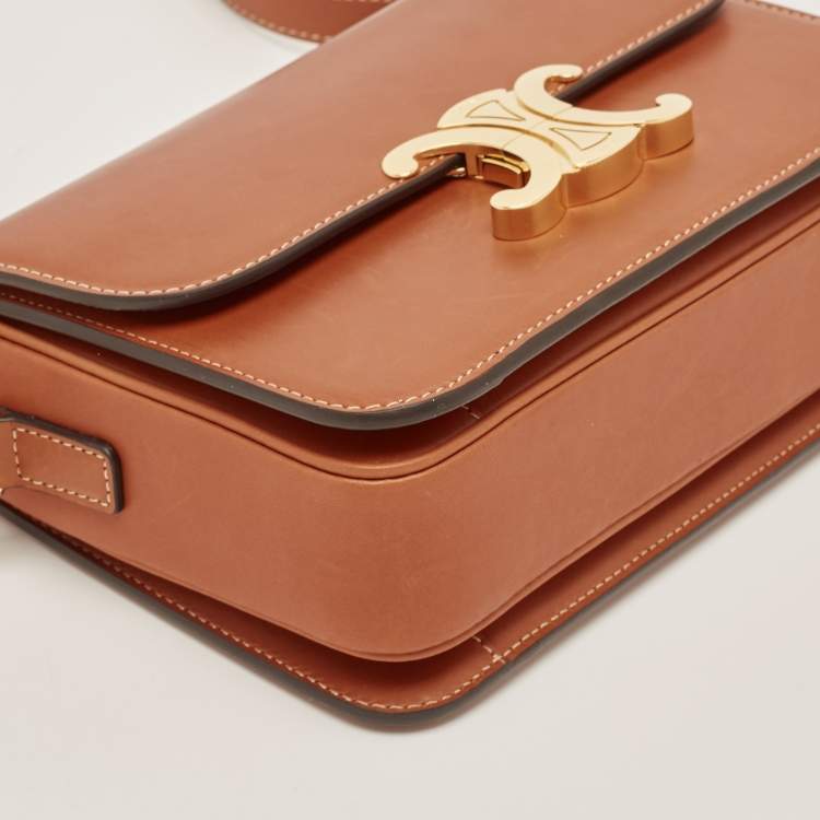 Pre Owned Celine Brown Leather Triomphe Shoulder Bag