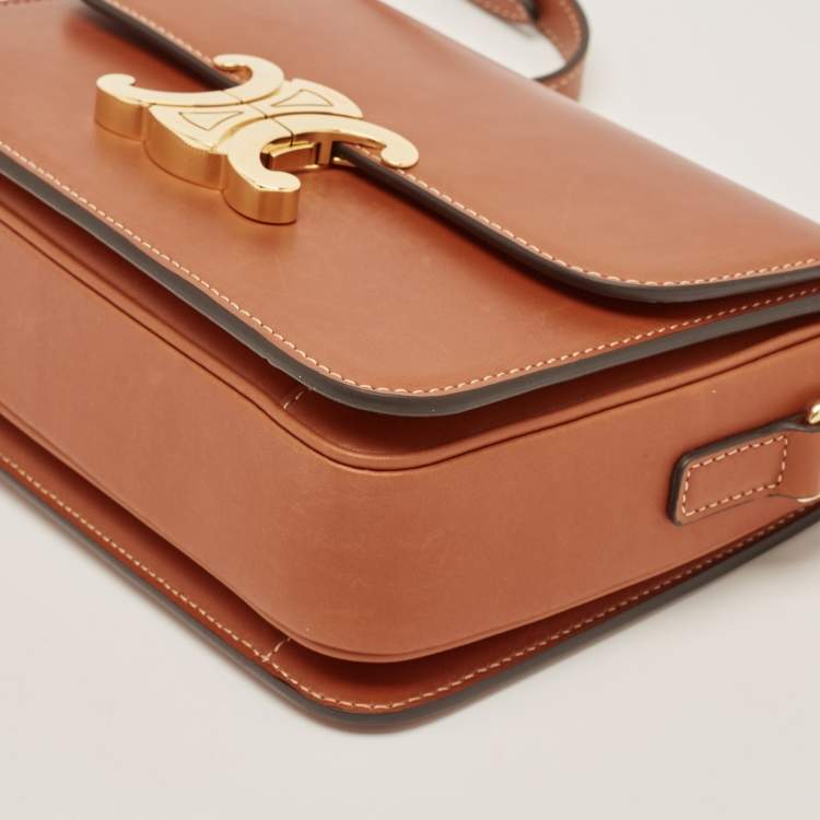 Pre Owned Celine Brown Leather Triomphe Shoulder Bag