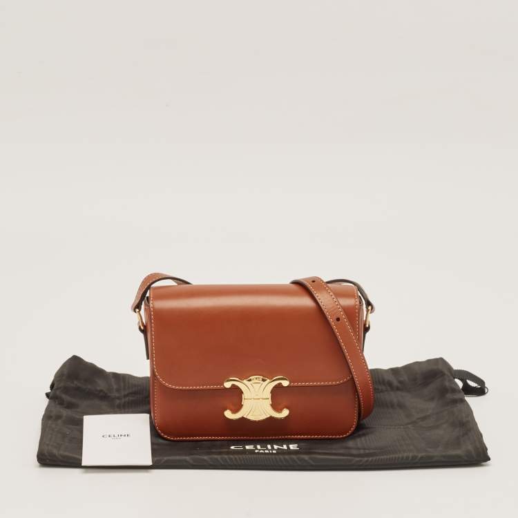 Pre Owned Celine Brown Leather Triomphe Shoulder Bag