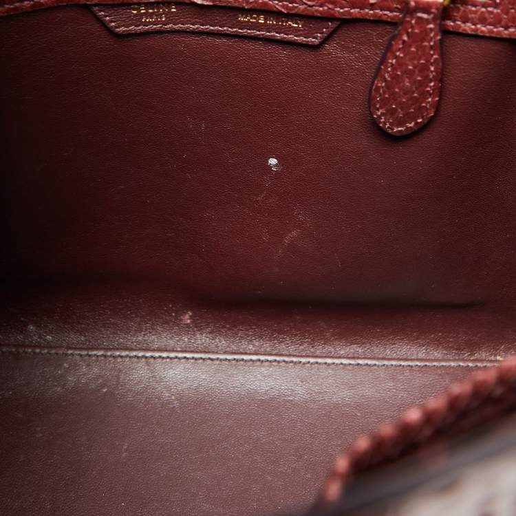 Pre Owned Celine Dark Burgundy Python Micro Luggage Tote