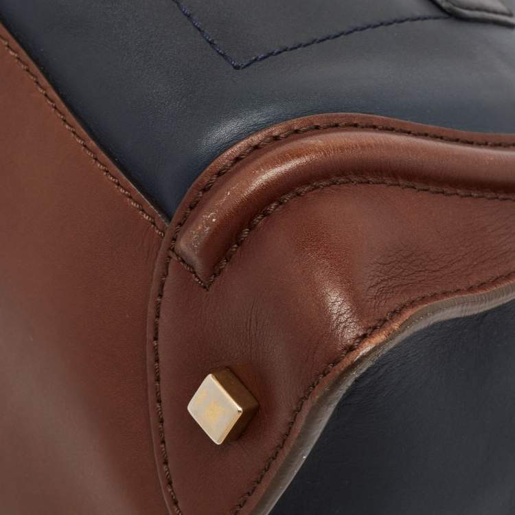 Pre Owned Celine Tricolor Leather Mini Luggage Tote