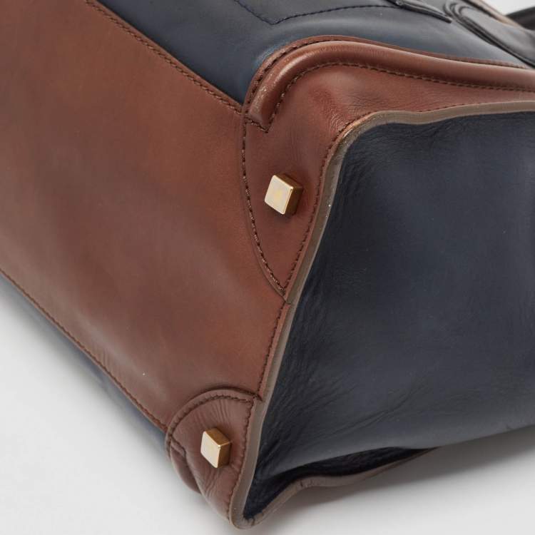 Pre Owned Celine Tricolor Leather Mini Luggage Tote