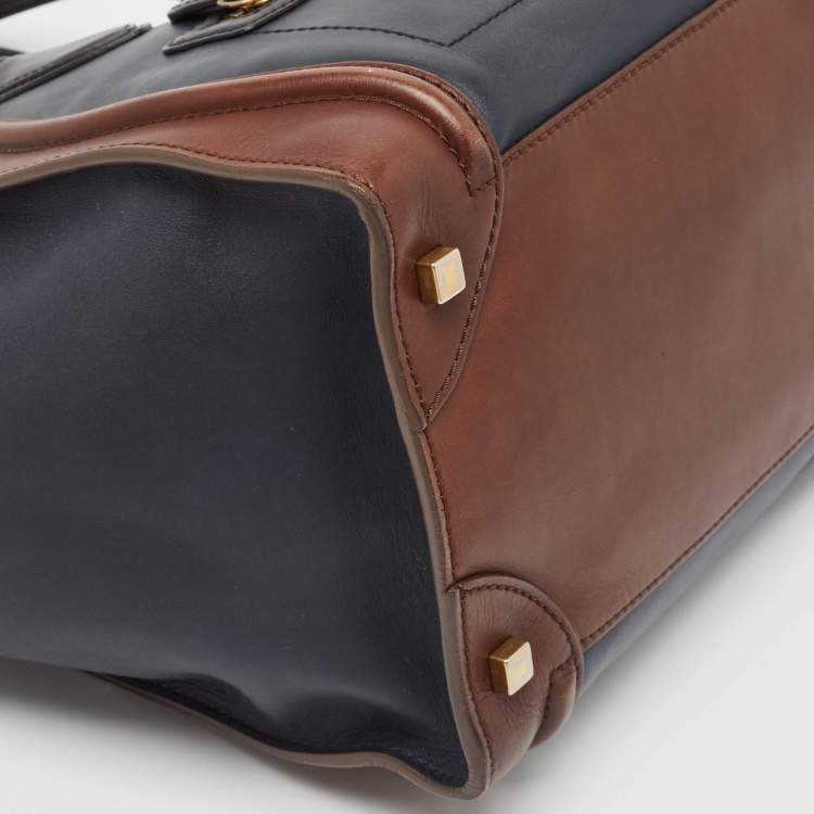 Pre Owned Celine Tricolor Leather Mini Luggage Tote