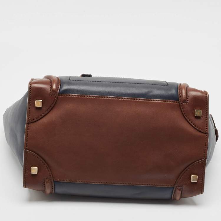 Pre Owned Celine Tricolor Leather Mini Luggage Tote
