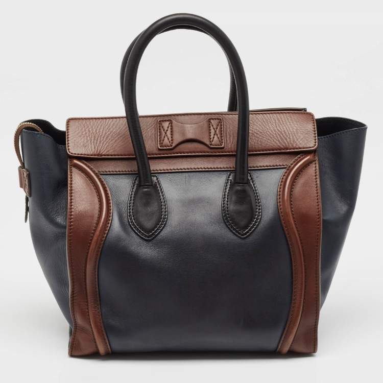 Pre Owned Celine Tricolor Leather Mini Luggage Tote