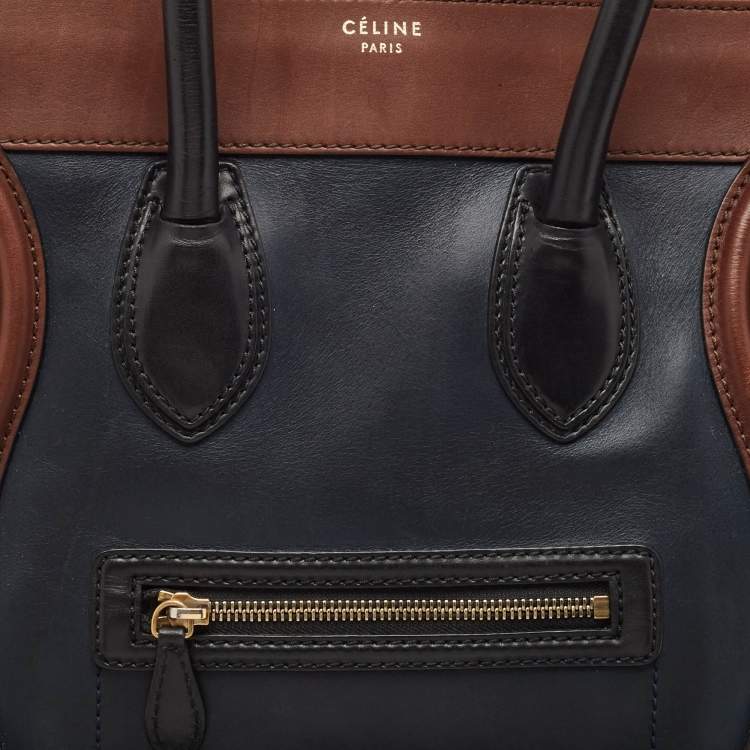 Pre Owned Celine Tricolor Leather Mini Luggage Tote