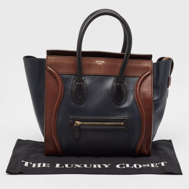 Pre Owned Celine Tricolor Leather Mini Luggage Tote