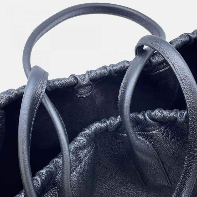 Pre Owned Celine Black Calf Leather Cabas Drawstring Cuir Triomphe Tote Bag