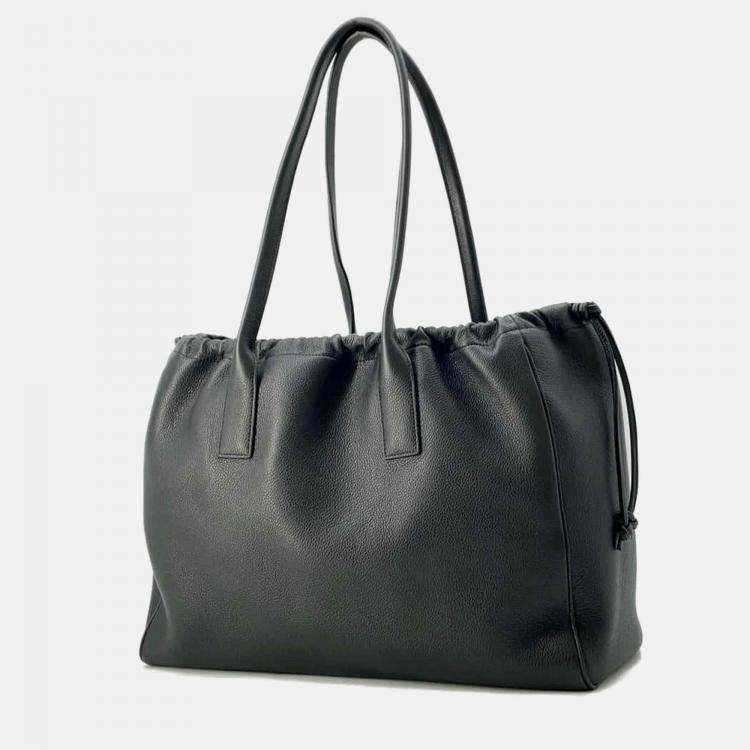Pre Owned Celine Black Calf Leather Cabas Drawstring Cuir Triomphe Tote Bag