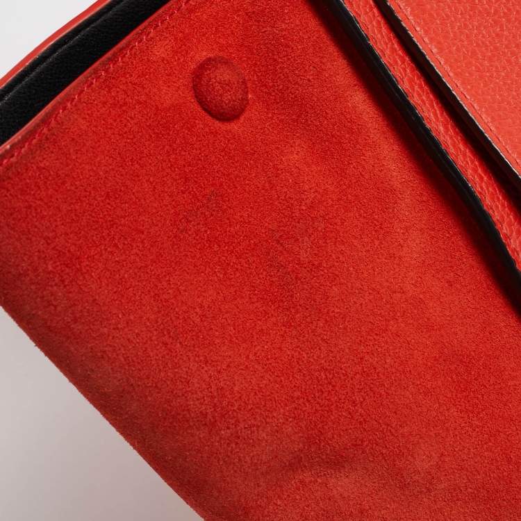 Pre Owned Celine Orange Leather and Suede Medium Trapeze Top Handle Bag