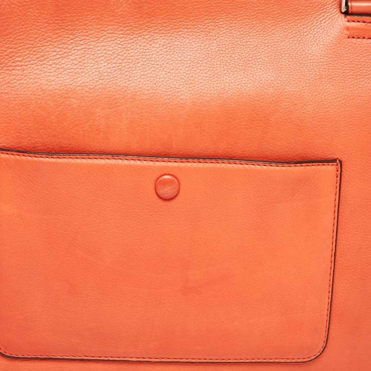 Pre Owned Celine Orange Leather Large Edge Top Handle Bag