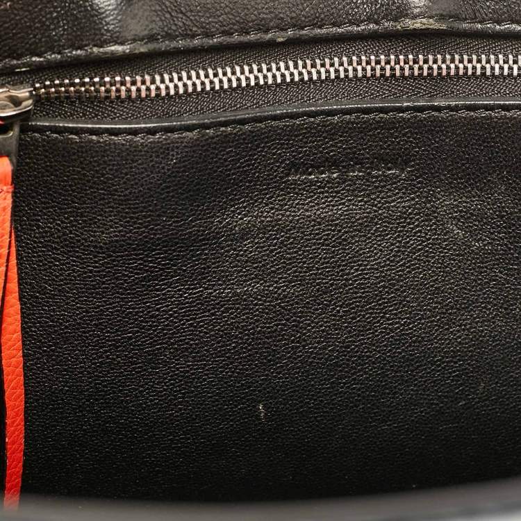 Pre Owned Celine Orange Leather Large Edge Top Handle Bag
