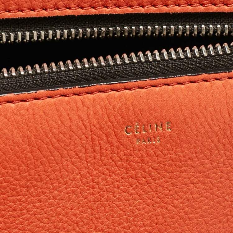 Pre Owned Celine Orange Leather Large Edge Top Handle Bag