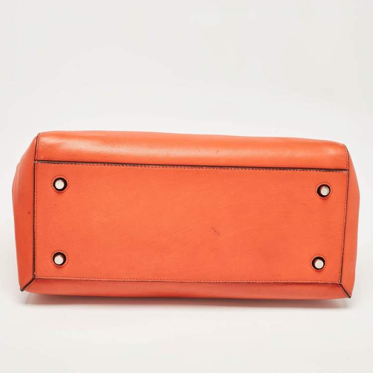 Pre Owned Celine Orange Leather Large Edge Top Handle Bag
