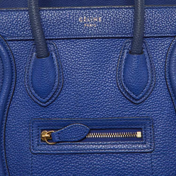 Pre Owned Celine Blue Leather Nano Luggage Tote