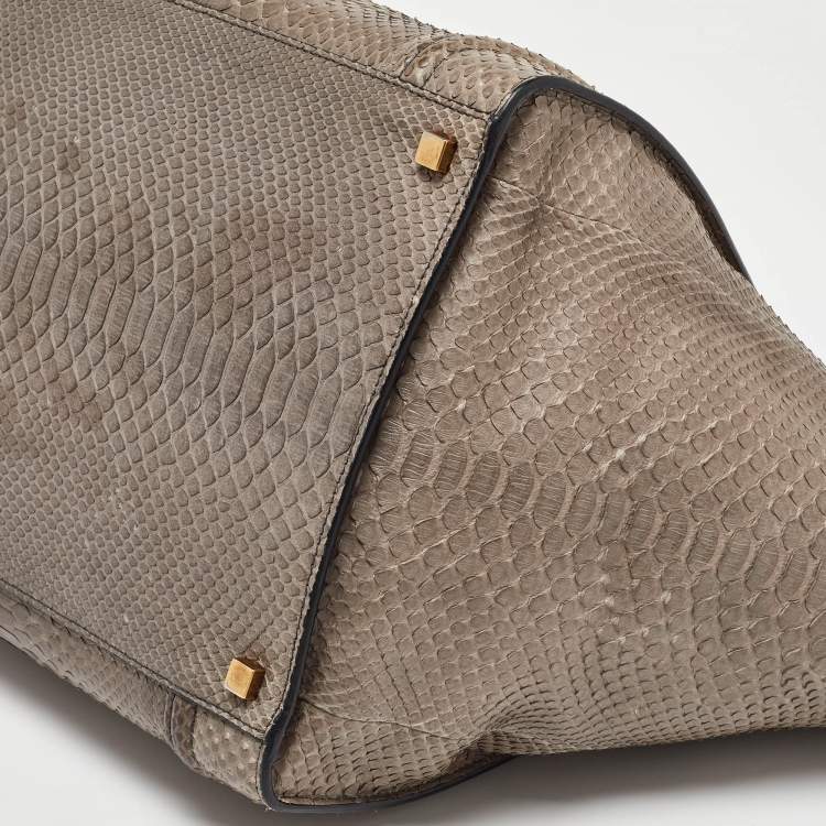 Pre Owned Celine Grey Python Medium Phantom Luggage Tote