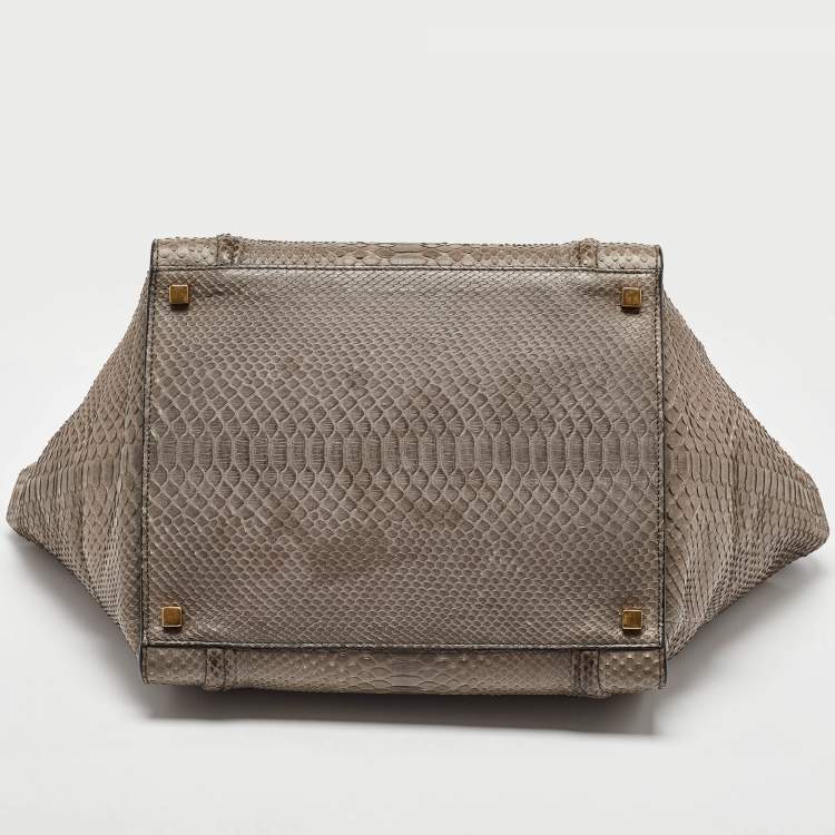 Pre Owned Celine Grey Python Medium Phantom Luggage Tote