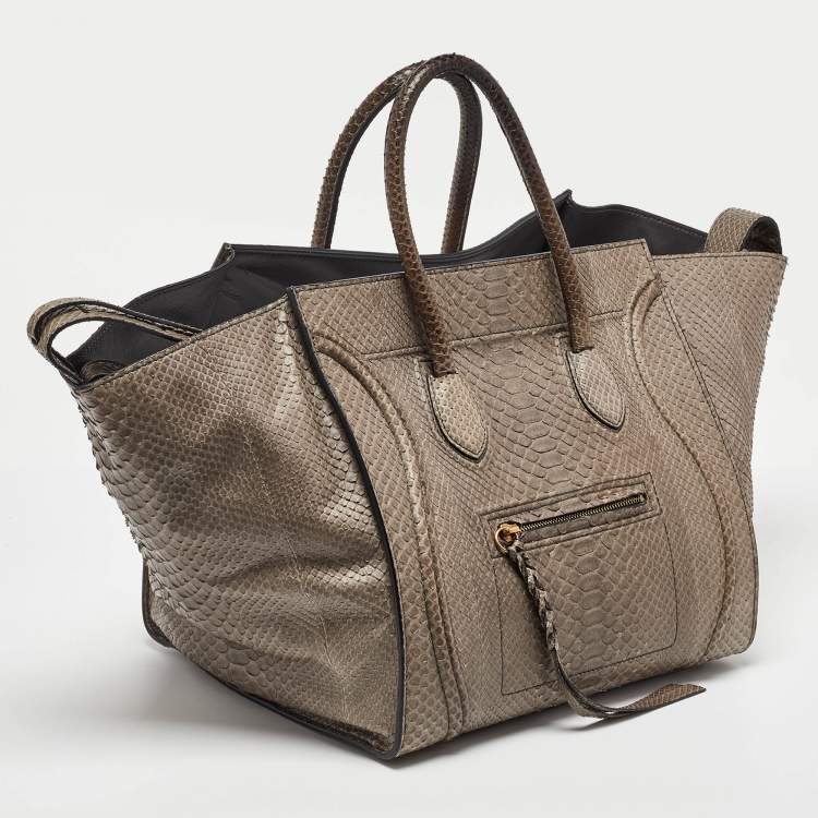 Pre Owned Celine Grey Python Medium Phantom Luggage Tote