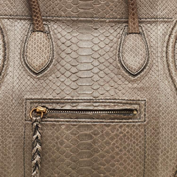 Pre Owned Celine Grey Python Medium Phantom Luggage Tote