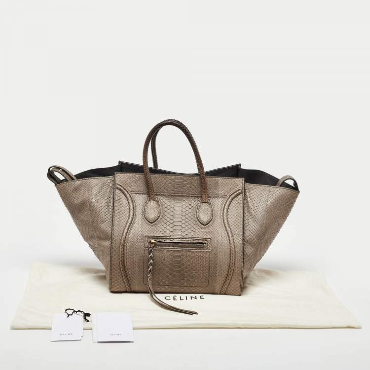 Pre Owned Celine Grey Python Medium Phantom Luggage Tote