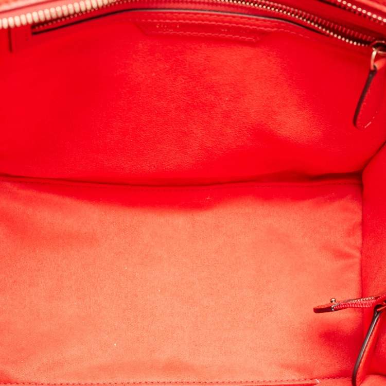 Pre Owned Celine Red Leather Mini Luggage Tote