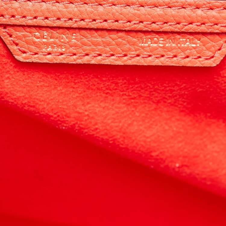 Pre Owned Celine Red Leather Mini Luggage Tote