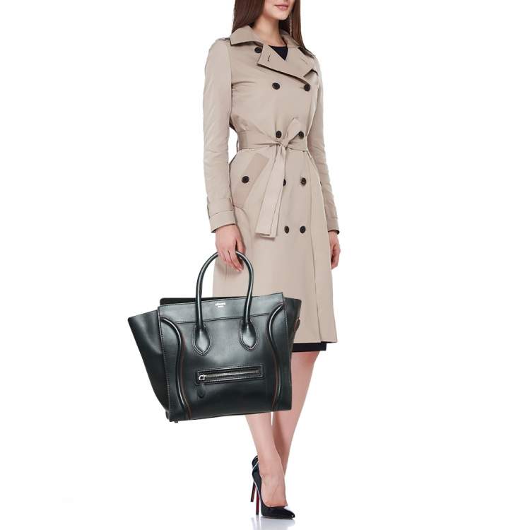Pre Owned Celine Black/Red Leather Mini Luggage Tote