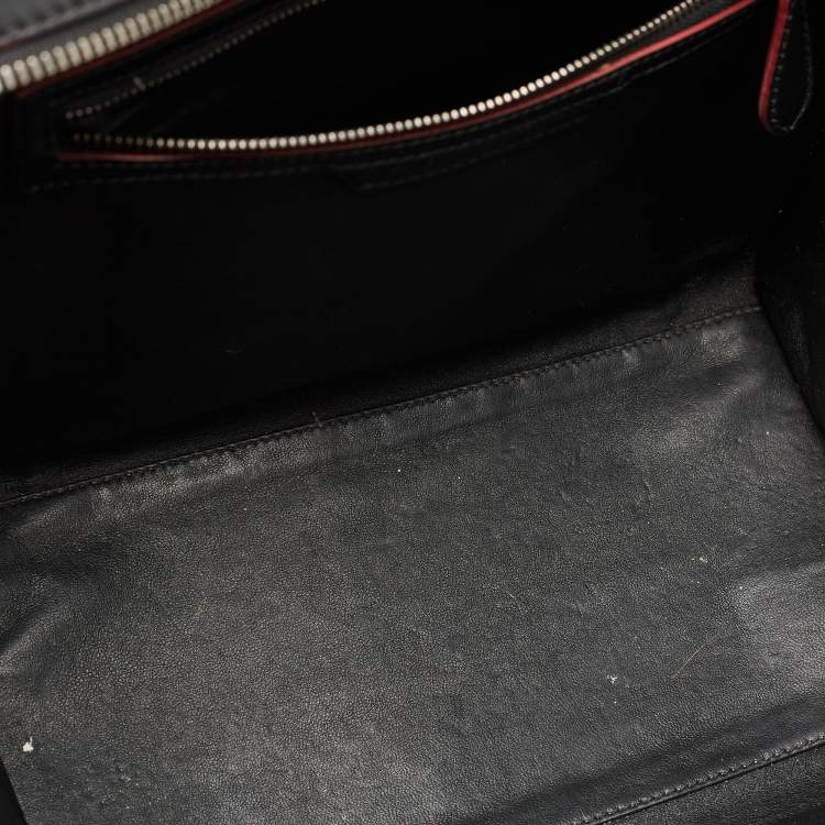 Pre Owned Celine Black/Red Leather Mini Luggage Tote