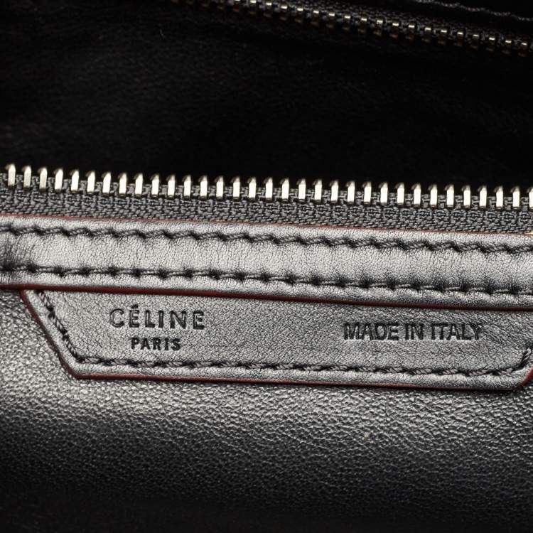 Pre Owned Celine Black/Red Leather Mini Luggage Tote