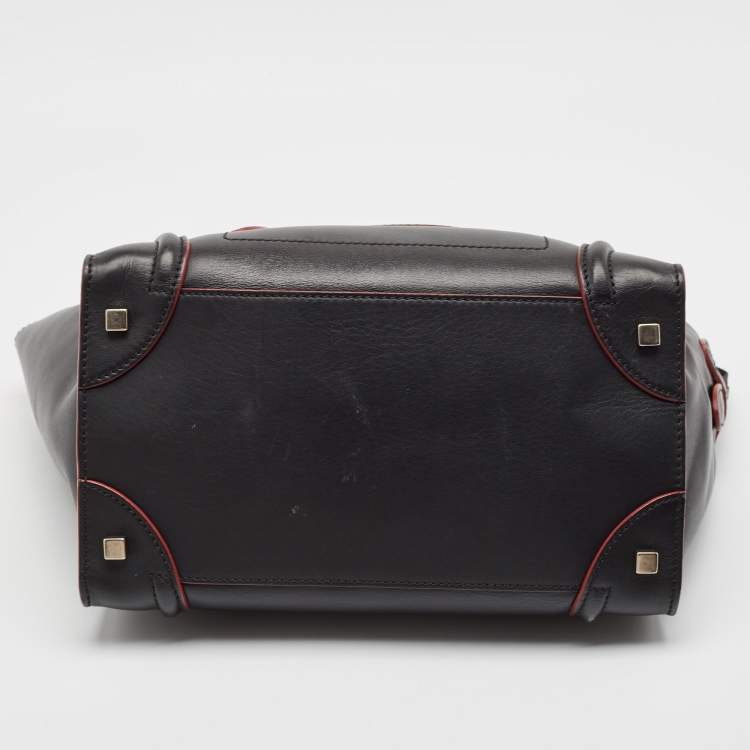 Pre Owned Celine Black/Red Leather Mini Luggage Tote