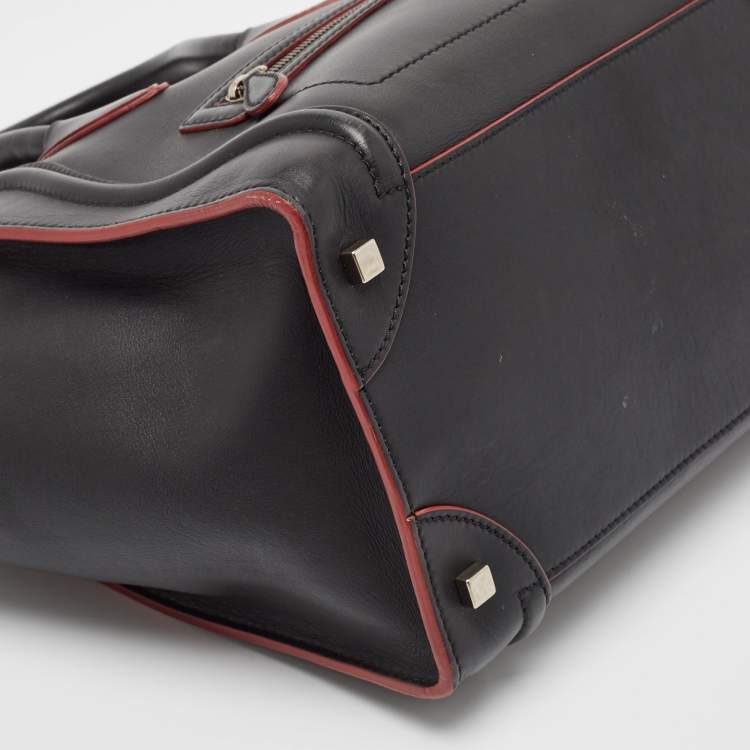 Pre Owned Celine Black/Red Leather Mini Luggage Tote